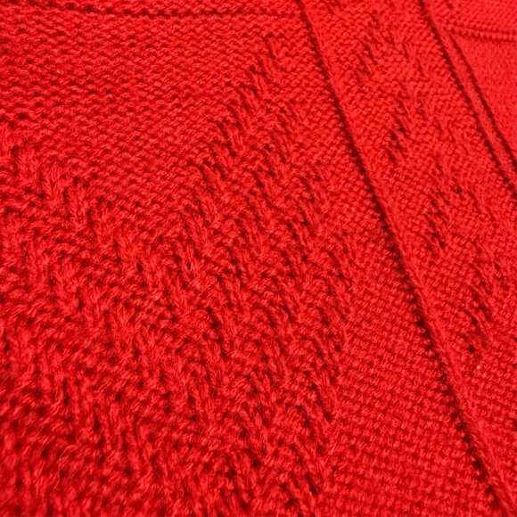 Vintage St Michael Knit Sweater Red Crewneck Made in UK Geometric Large - Picture 5 of 9